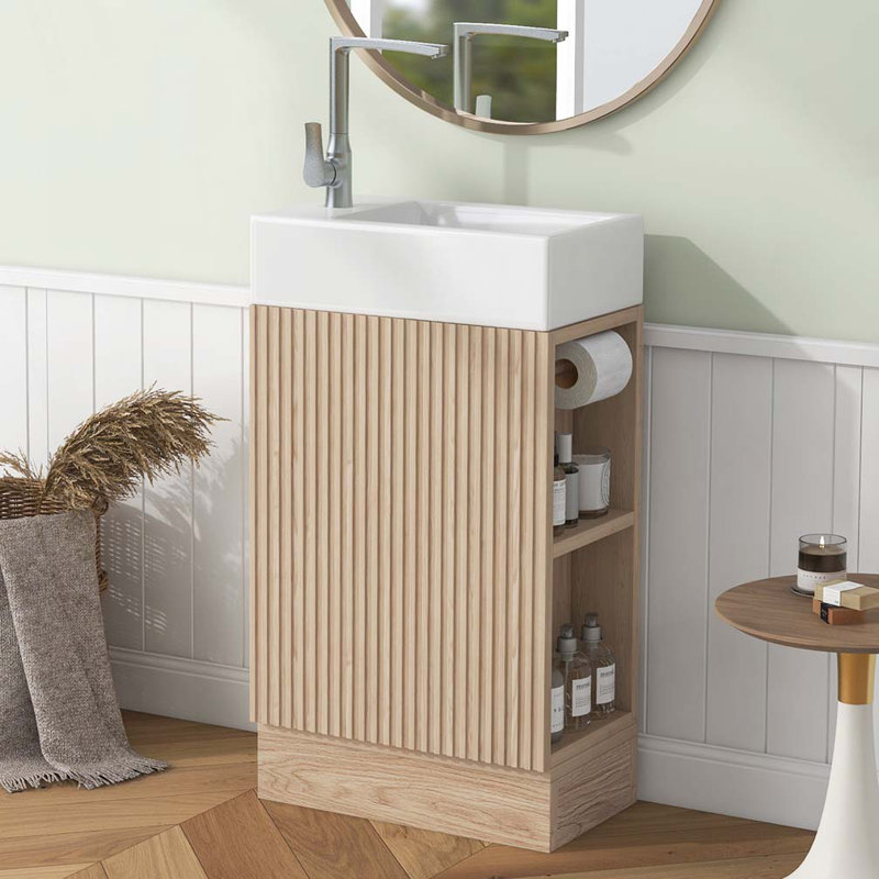 Meuble-lavabo 18,6 po avec lavabo, Naturel