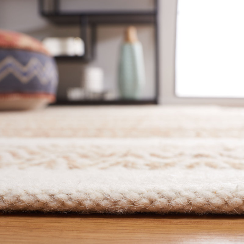 Jekia Hand Woven Jute, Wool Striped Rug, Rectangle 5' x 8'