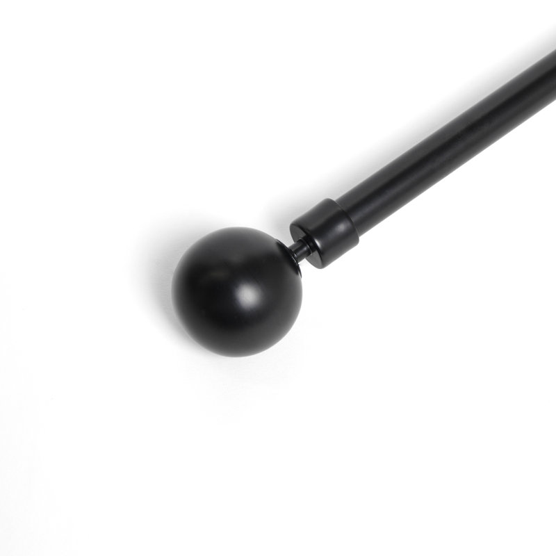 Heathrow Adjustable Single Curtain Rod, 0.75" H x 84" W x 0.75" D, Black