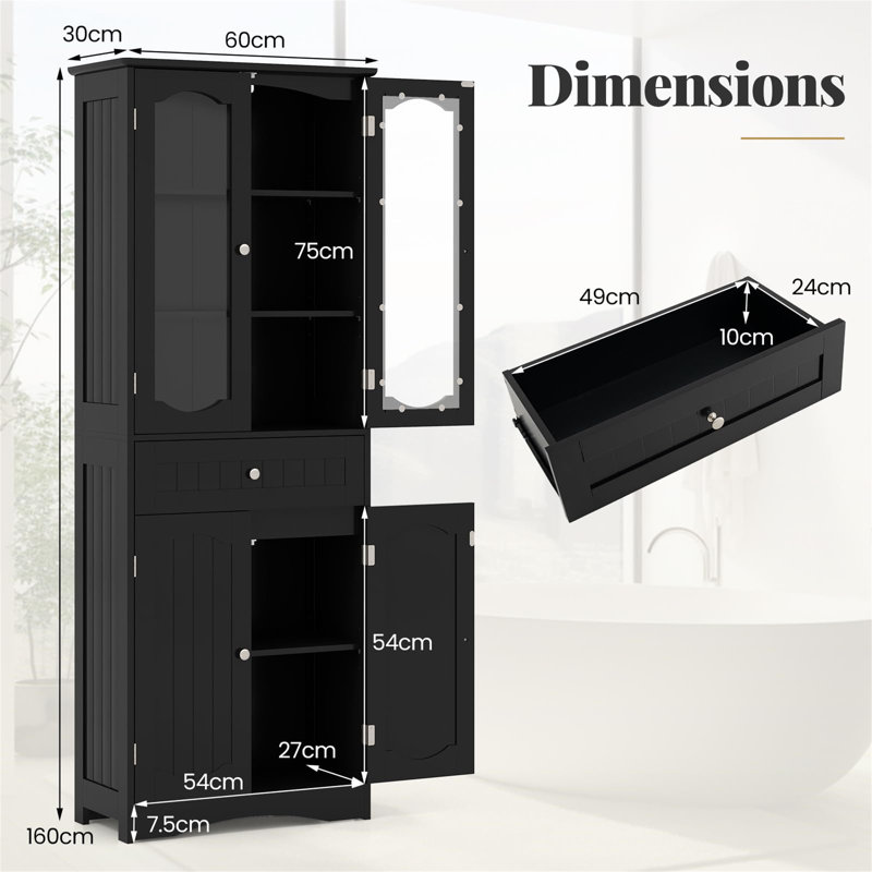 Abdellah Bathroom Cabinet, Satin Black