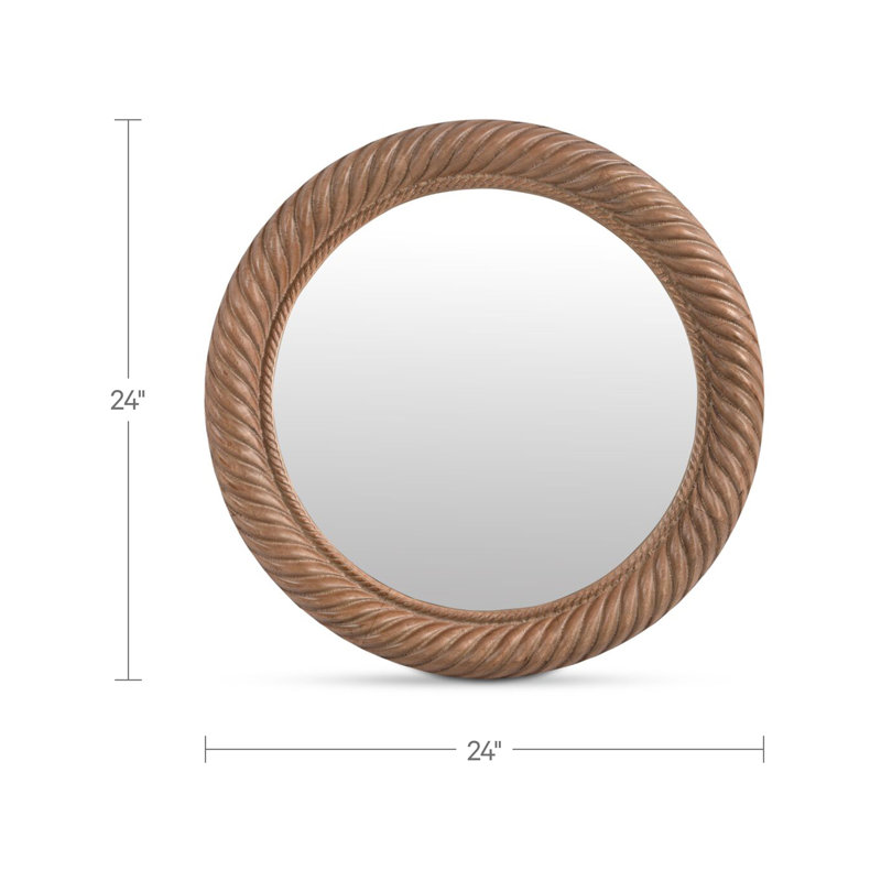 Delphine Round Solid Wood Mirror, Small
