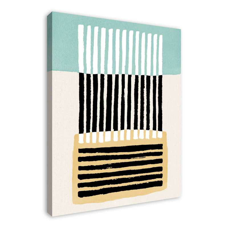 Rayures noires abstraites - Peinture, H 40 po x l 30 po x P 1,25 po, Toile tendue