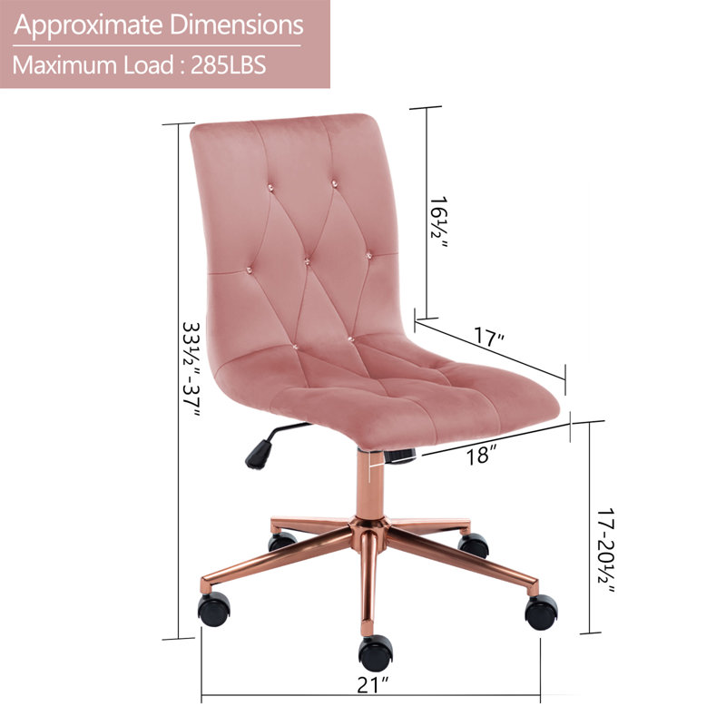 Velvet Task Chair, Pink