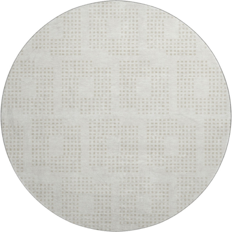 Premium Machine Washable Prisco Ivory Rug, Round 8'