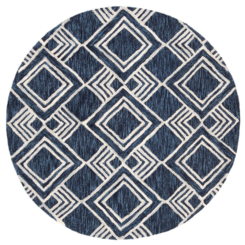 Vedika Hand Tufted Wool Geometric Rug, Round 5'
