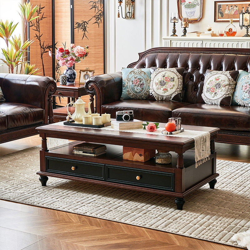 Table basse rétro, H 19,69 po x l 47,24 po x P 27,56 po