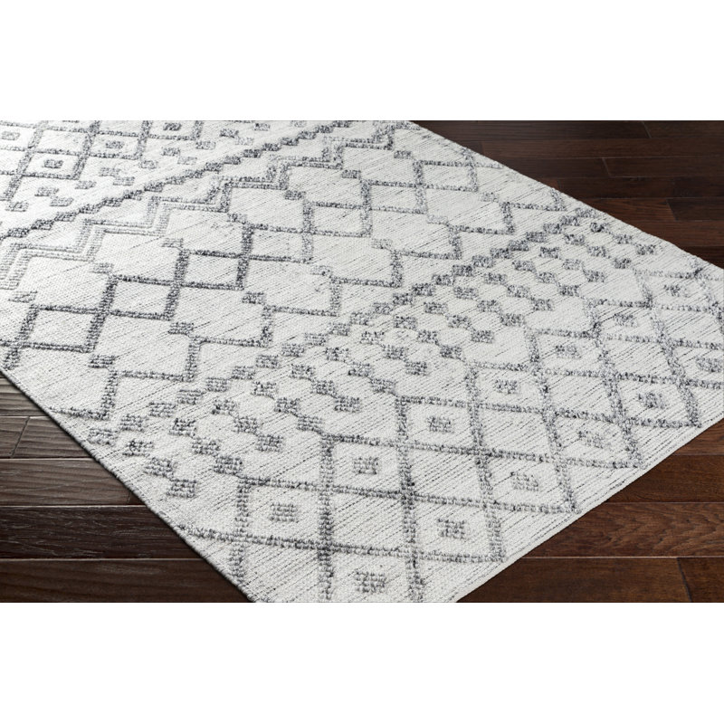 Geometric Area Rug, Rectangle 9' x 12', Light Gray