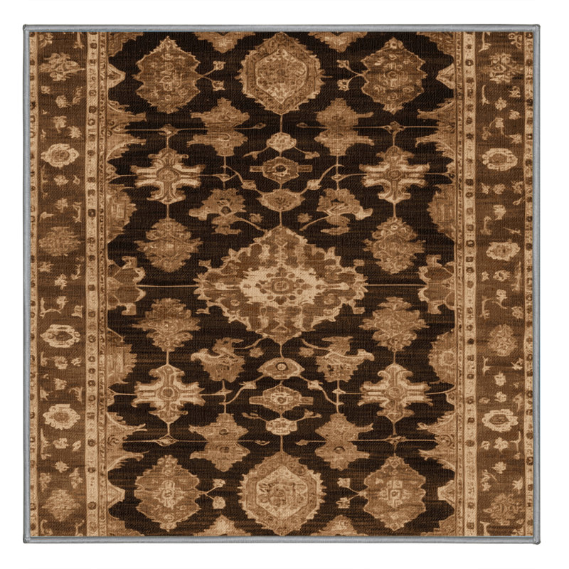 Machine Washable Overdyed Brown Area Rug, Square 6'