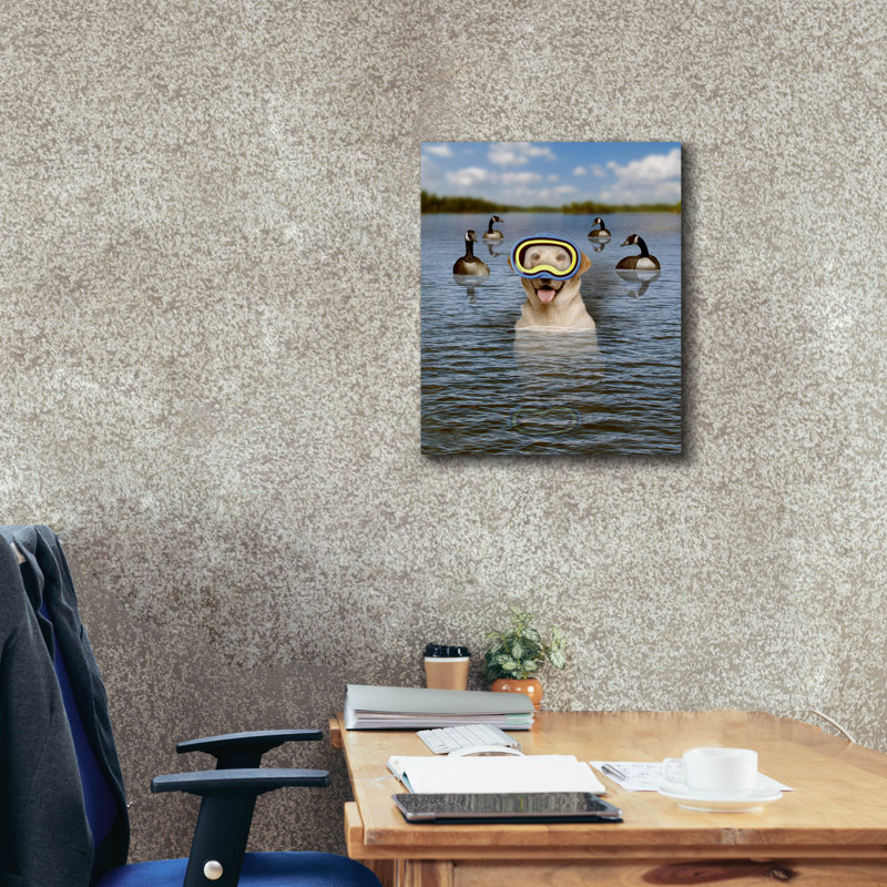  «Lab And Geese» par John Hovenstine, art mural sur toile, 20 po x 24 po, H 24 po x l 20 po