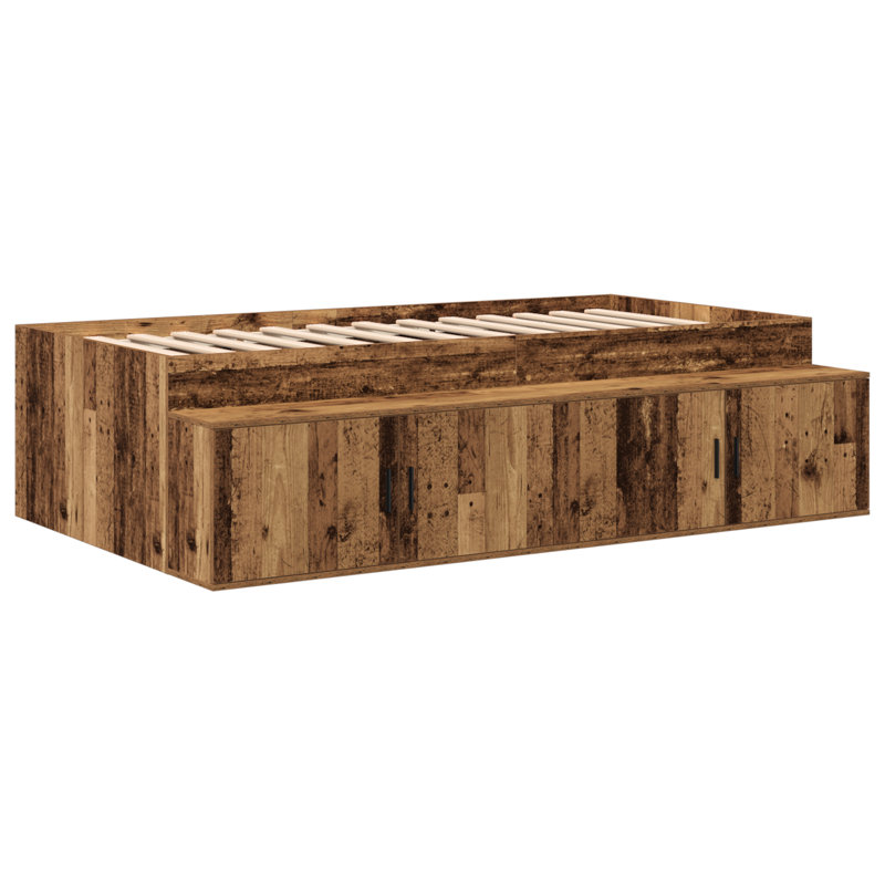 Vidaxl Storage Bed Frame, Old Wood, European Single (90 x 200 cm)