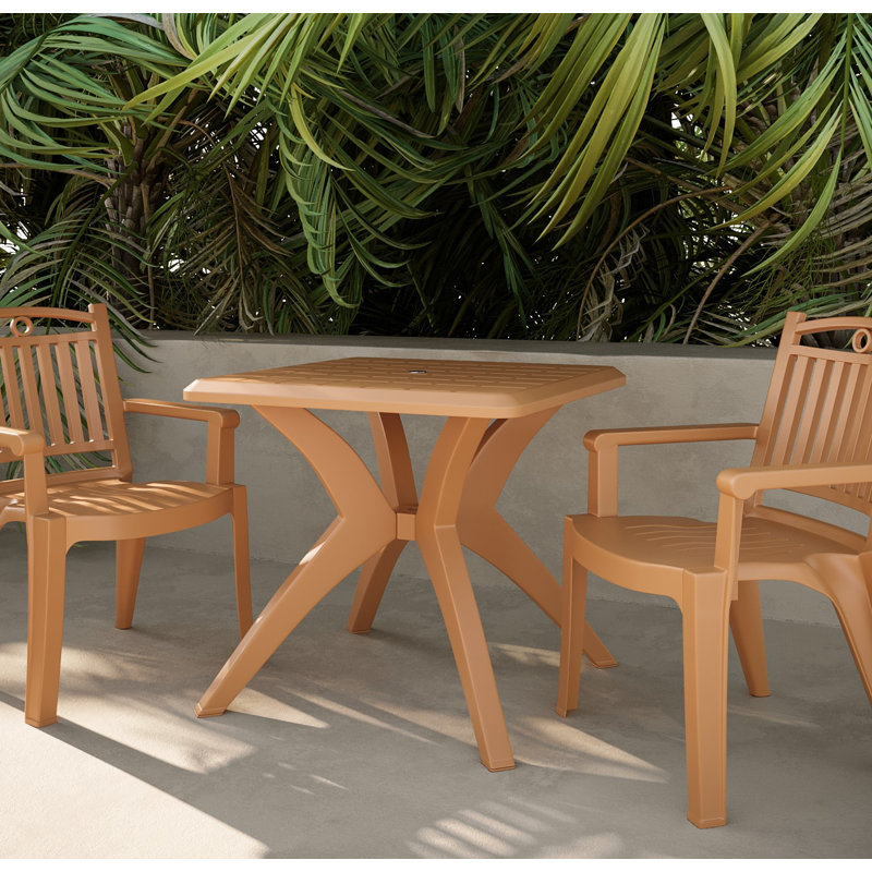 Leflar Square Outdoor Dining Table , 27.4'' in. W 27.4'' in. D, Gold