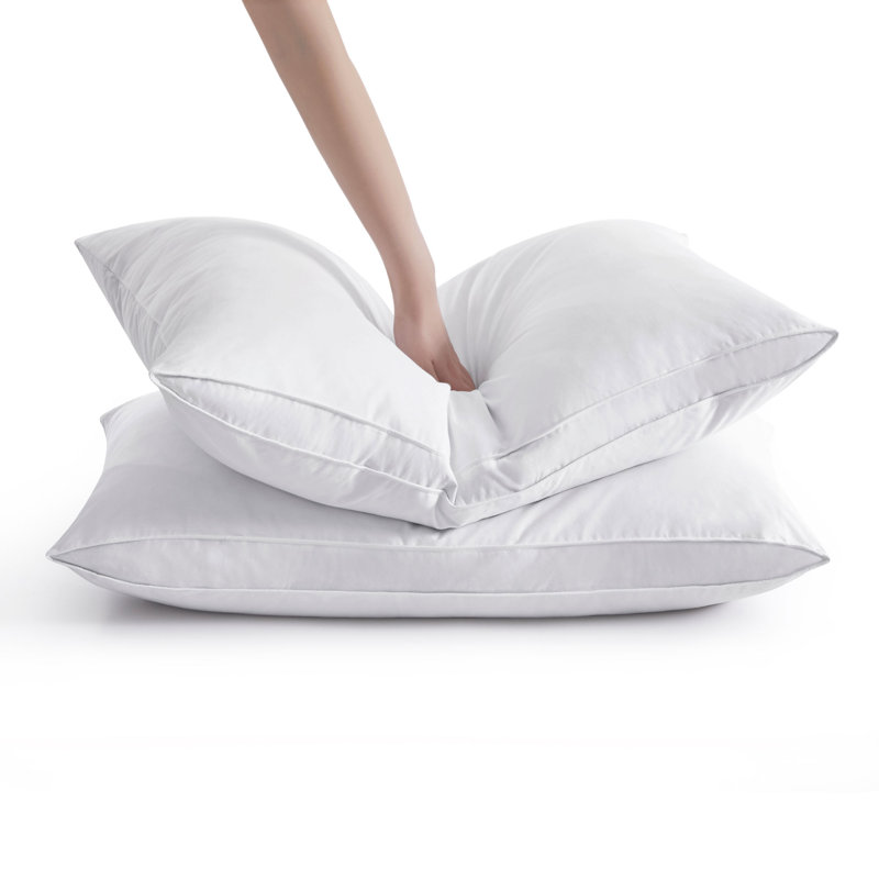 Gusseted Goose Feather and Down Pillows for Sleeping - Set of 2, 100% Cotton Shell, Medium Support Hotel Quality Bed Pillows for Side and Back Sleepers