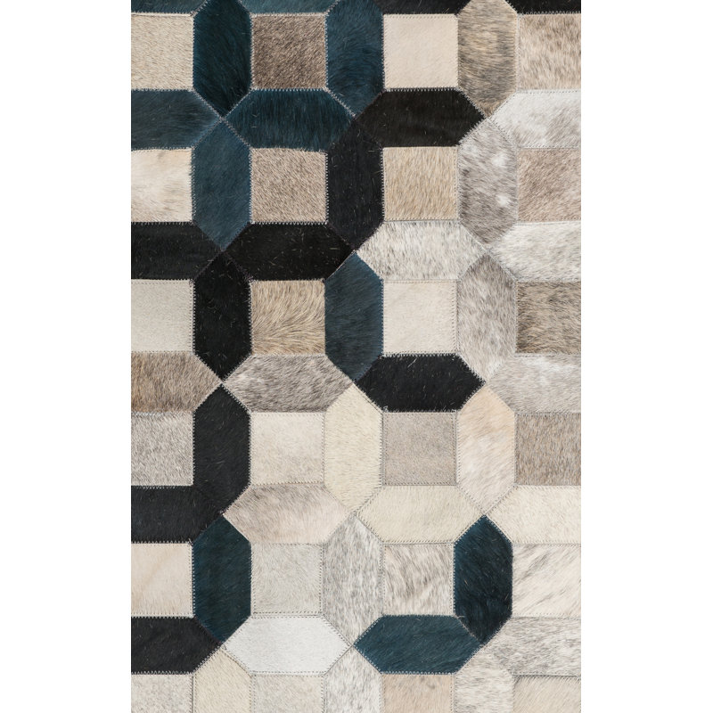 Trellis Cowhide Geometric Area Rug, Rectangle 2' x 3'