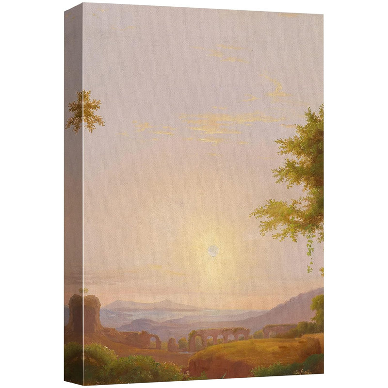 Nuage coucher de soleil, chaîne de montagnes pastel, paysage naturel, art moderne, décor minimaliste, rustique, Toile tendue