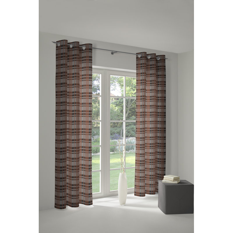 Devore Room Darkening Curtain Single Panel, 132cm Width x 145cm Drop, Grey/Brown/Black