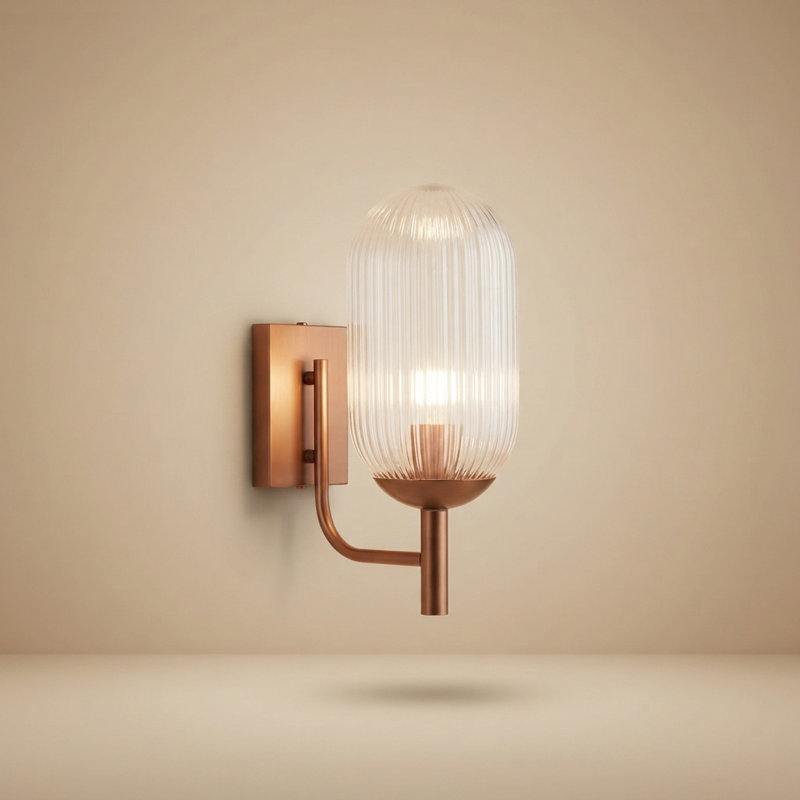 Lampe murale simple nervurée - bronze - transparent