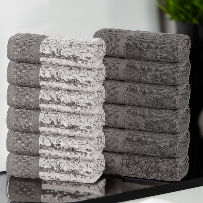 Essuie-mains en jacquard Lisse, Gris anthracite / Argent