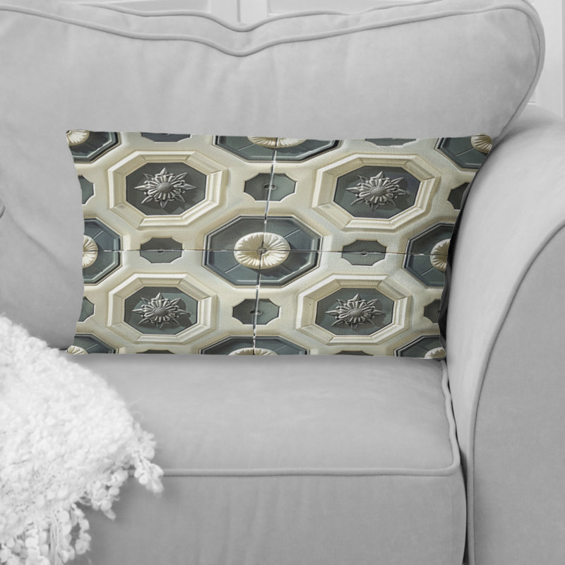 Motif octogonal gris beige - Coussin lombaire moderne