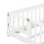 Lit simple au sol avec clôture et porte, lit en bois d'hévéa avec garde-corps de sécurité, blanc