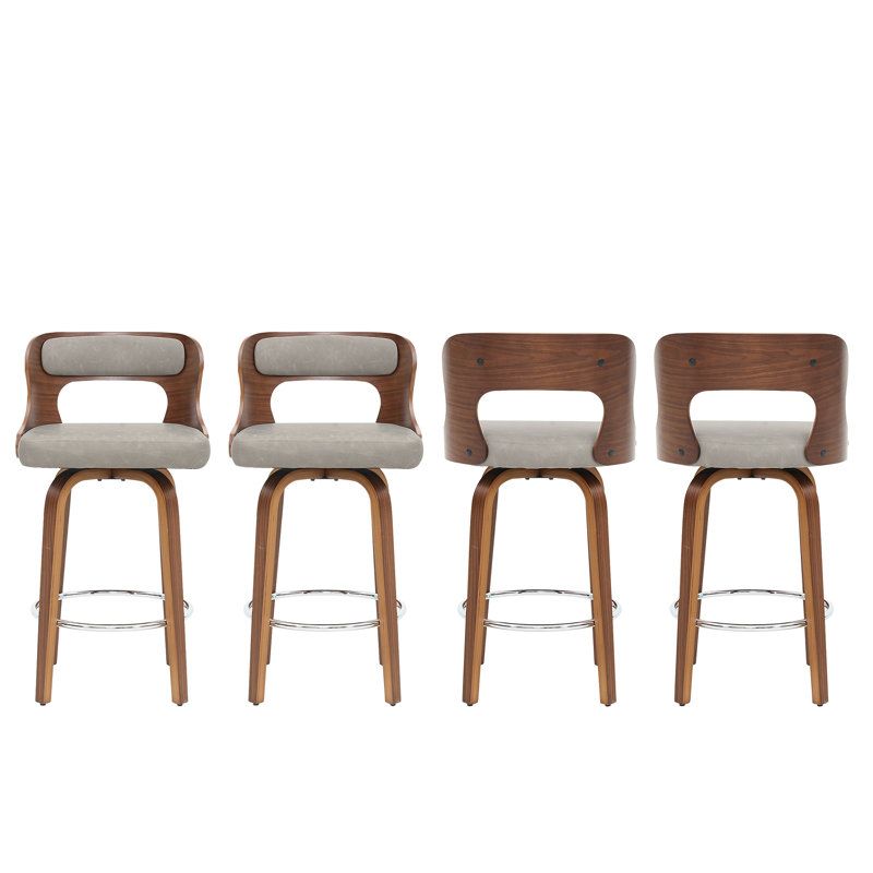 Swivel Faux Leather Counter Height Bar Stools, Darkgray, 4