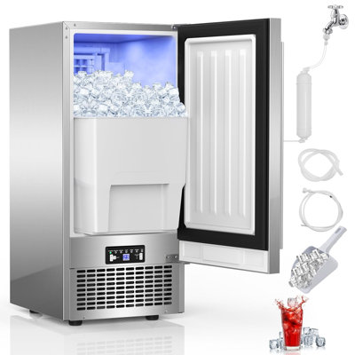 Under Counter Ice Maker 100lbs/24H, Commercial Ice Machine with 30lbs Storage Bin
