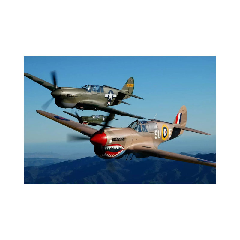 P-40 Warhawks Flying Over Chino, California II by Phil Wallick - Wrapped Canvas Print, 30.48 cm H x 45.72 cm W