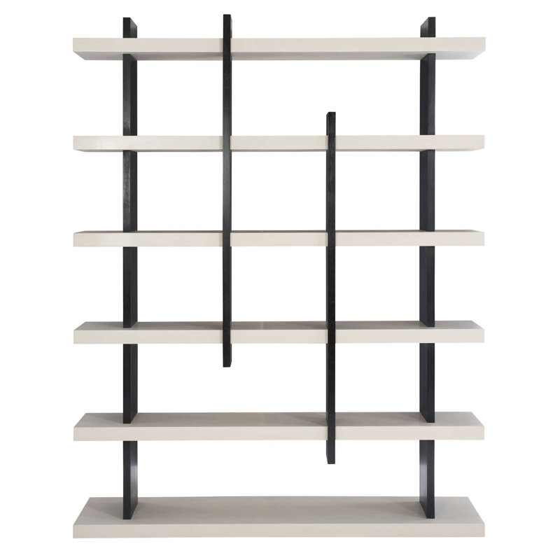 Silhouette Transitional Black and White Etagere Bookcase with Adjustable Shelves