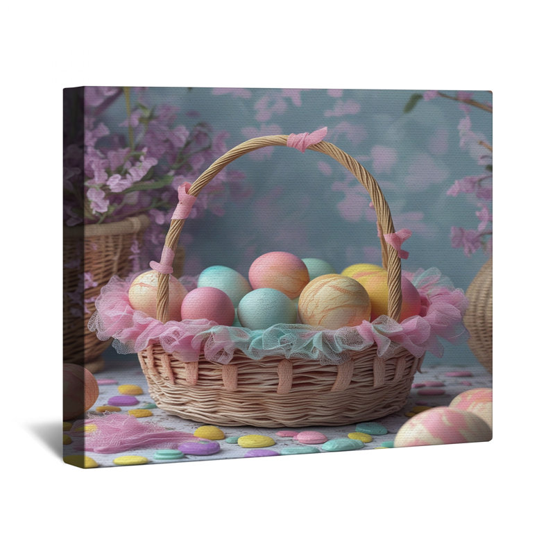 Toile tendue pastel avec œufs de Pâques en toile de différentes tailles, 12 x 12 pouces