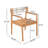 Creative Braided Acacia Wood Outdoor Dining Table and Chairs with Armrests, Suitable for Outdoor Dining and Leisure Places, Teak Look & White Rope, Set of 2-417758937