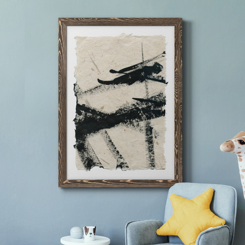 «Lines Crossed II», peinture sur toile encadrée, H 31,5 po x l 23,5 po x P 1,5 po, Encadré de bois de noyer