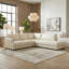 Canapé d'angle droit en cuir beige véritable Glander-608601549-608601551