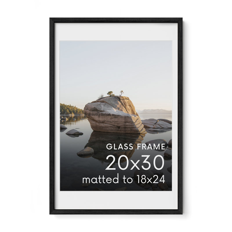 Cadre photo en bois massif avec verre, Noir, L 20 po x H 30 po