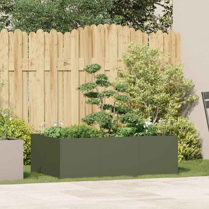 Planter 40 Cm Steel, Olive Green, 40cm H x 120cm W x 80cm D