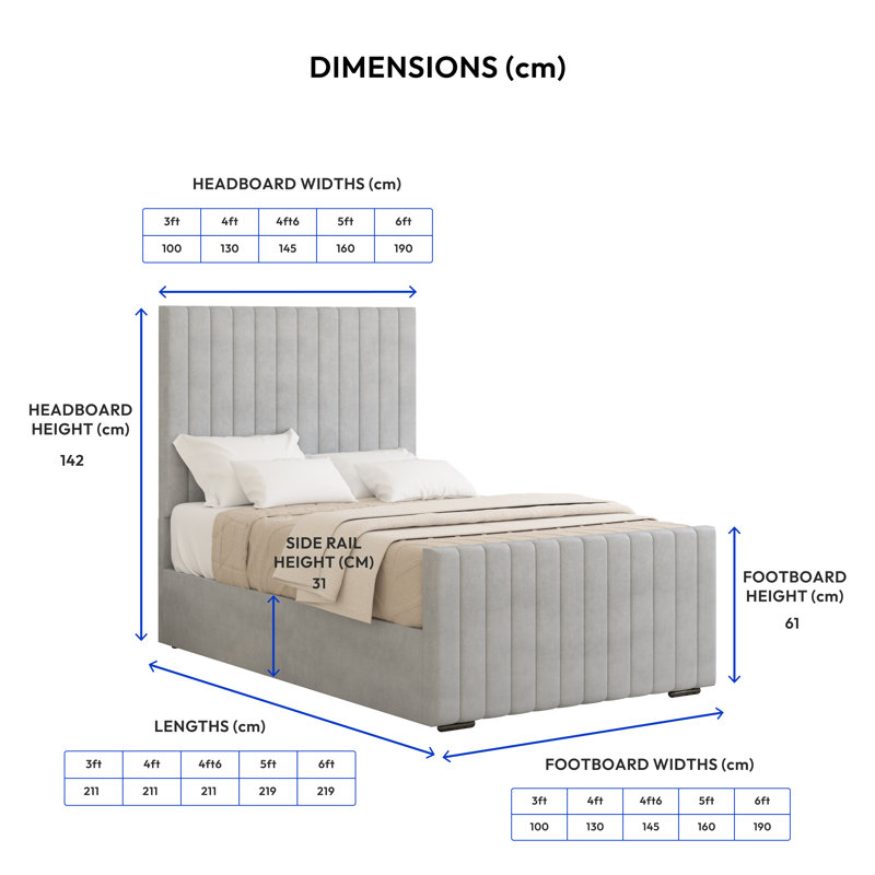 Upholstered Bed, Lilac, Double (4'6)