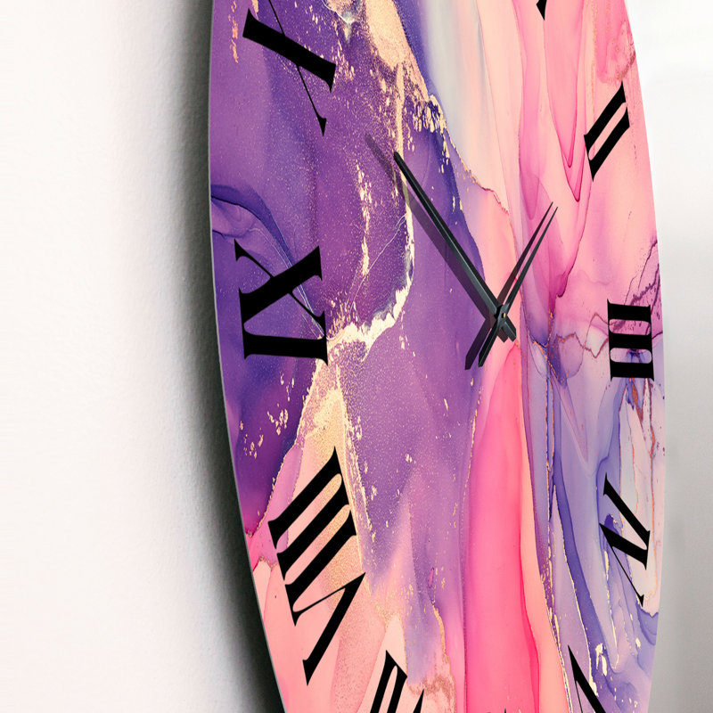 Rose et or fuchia liquide Art VI - horloge murale moderne, Moyen