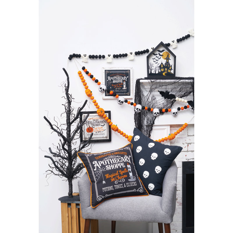 Spooky Skulls Halloween Throw Pillow