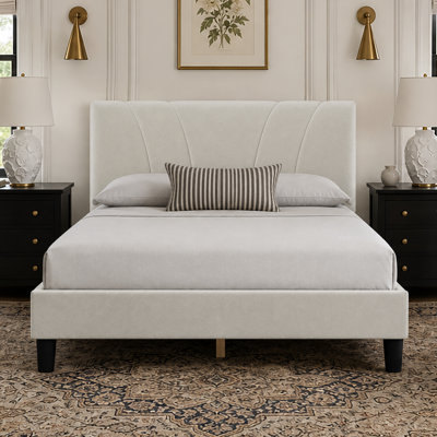 Upholstered Platform Bed with Adjustable Headboard