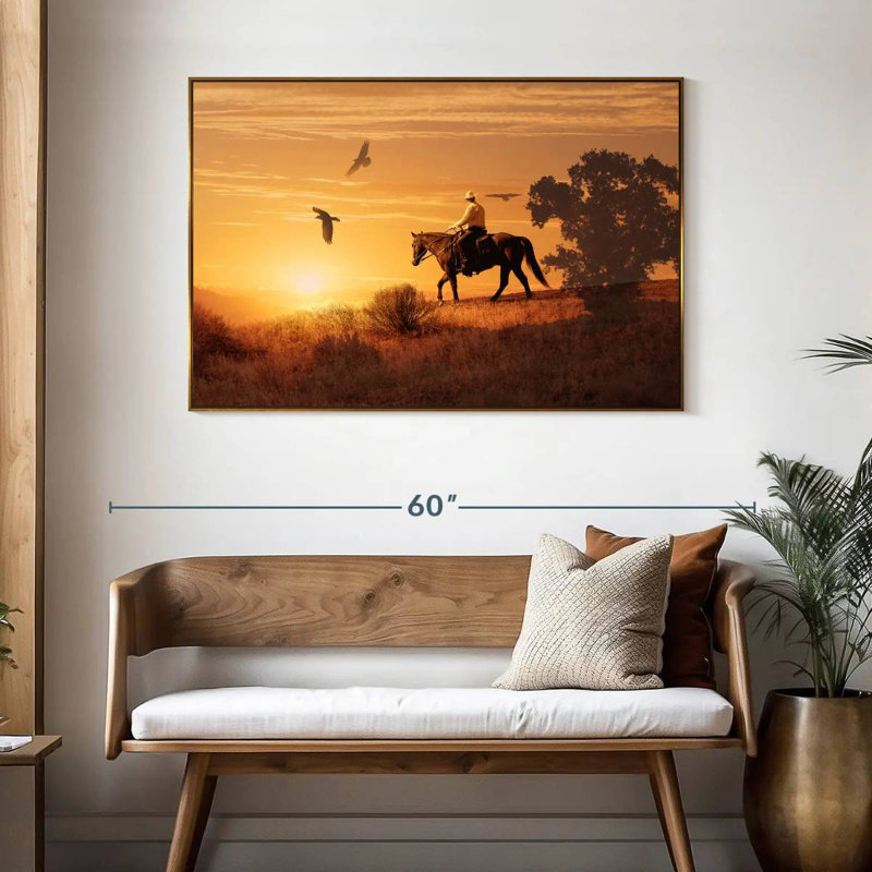 Lonely Cowboy, 46 po x 31 po, Cadre flottant doré