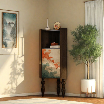 Pine Wood One Door Decorative Cabinet