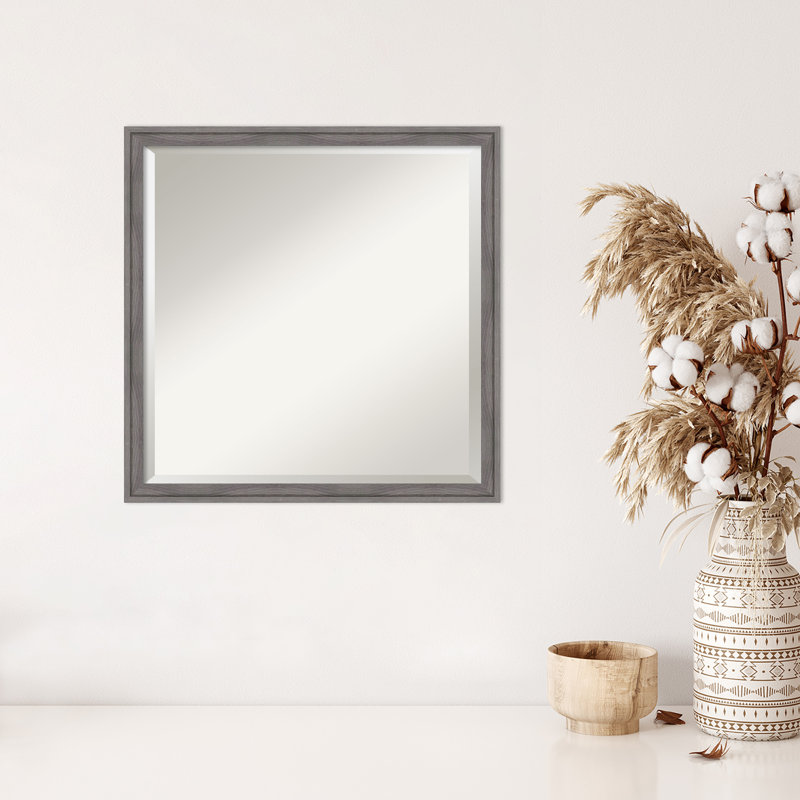 Miroir mural Florence, 21,75 po x 21,75 po, Carré, gris
