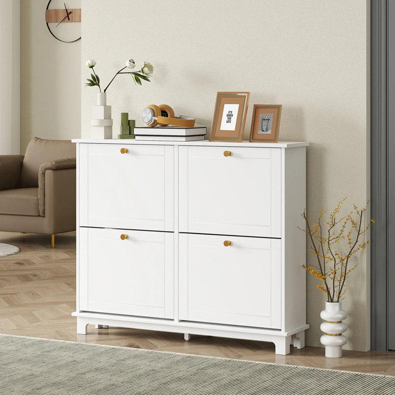 12 Pair Shoe Storage Cabinet, White