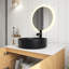 Meuble-lavabo mural de 30 po avec lavabo d'art en céramique noir mat et dalle de pierre artificielle, porte à fermeture en douceur-873908650