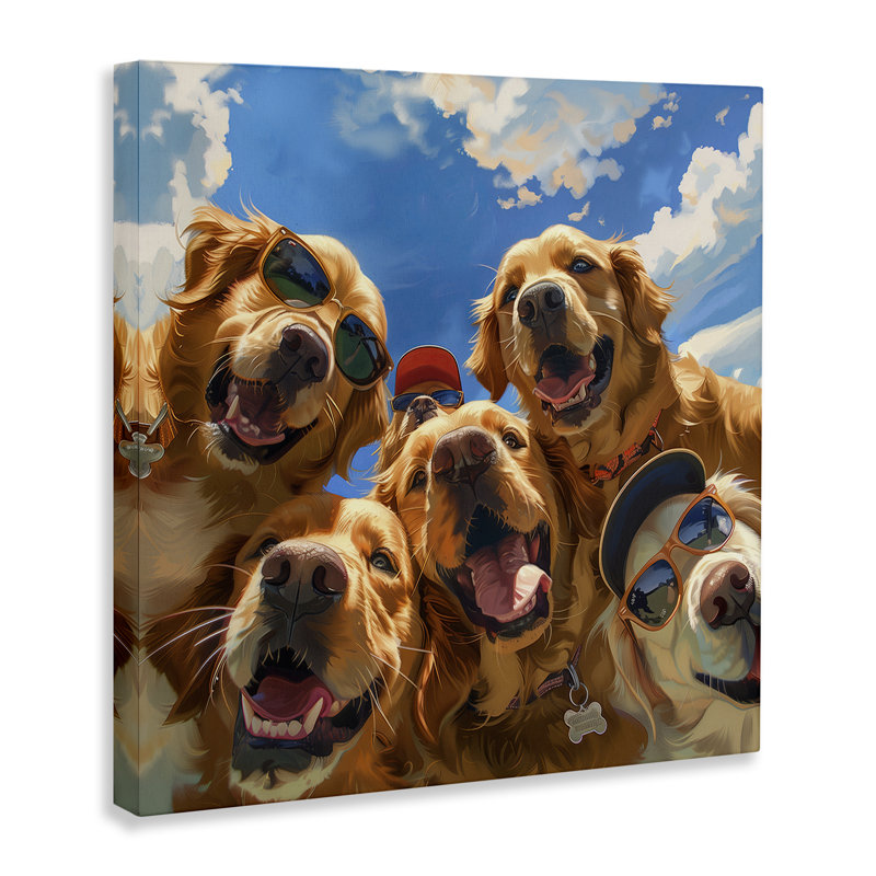  Golden Retriever Group Selfie Canvas Wall Art by Jim Baldwin, H 24 po x l 24 po