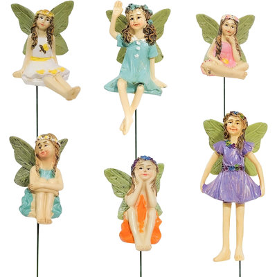 6 Pcs Miniatures Fairy Figurines Garden Accessories Resin Lawn Ornaments For Outdoor Yard Home Pot Plants Decoration (Cute Fairy)