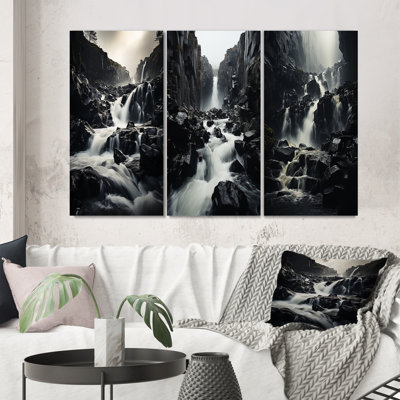 «Waterfall Ephemeral Cascade», 3 pièces sur toile