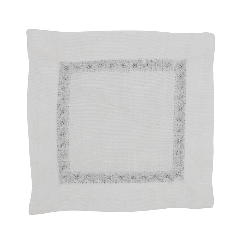Mayer Collection Polyester Embroidered Square Napkin, Silver