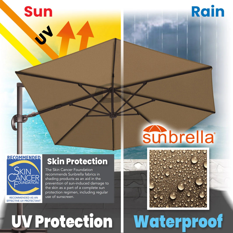 Parasol 11 'Deluxe Sunbrella, Cacao