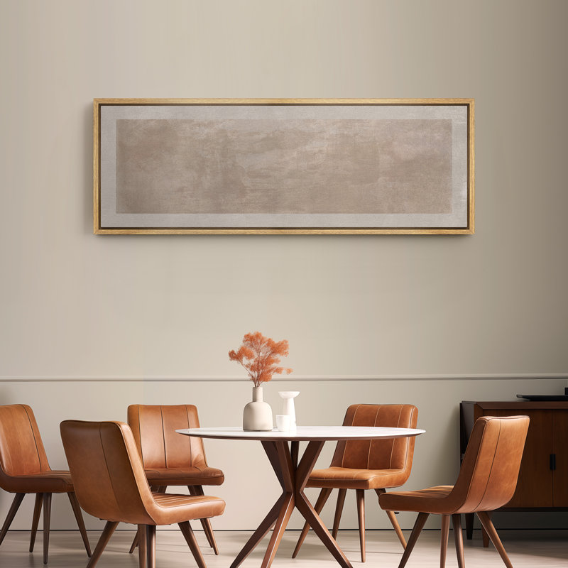 Large Framed Canvas Print Wall Art - Neutral Abstract Print for Minimalist Modern Home Decor, 20" H x 60" W, Natural
