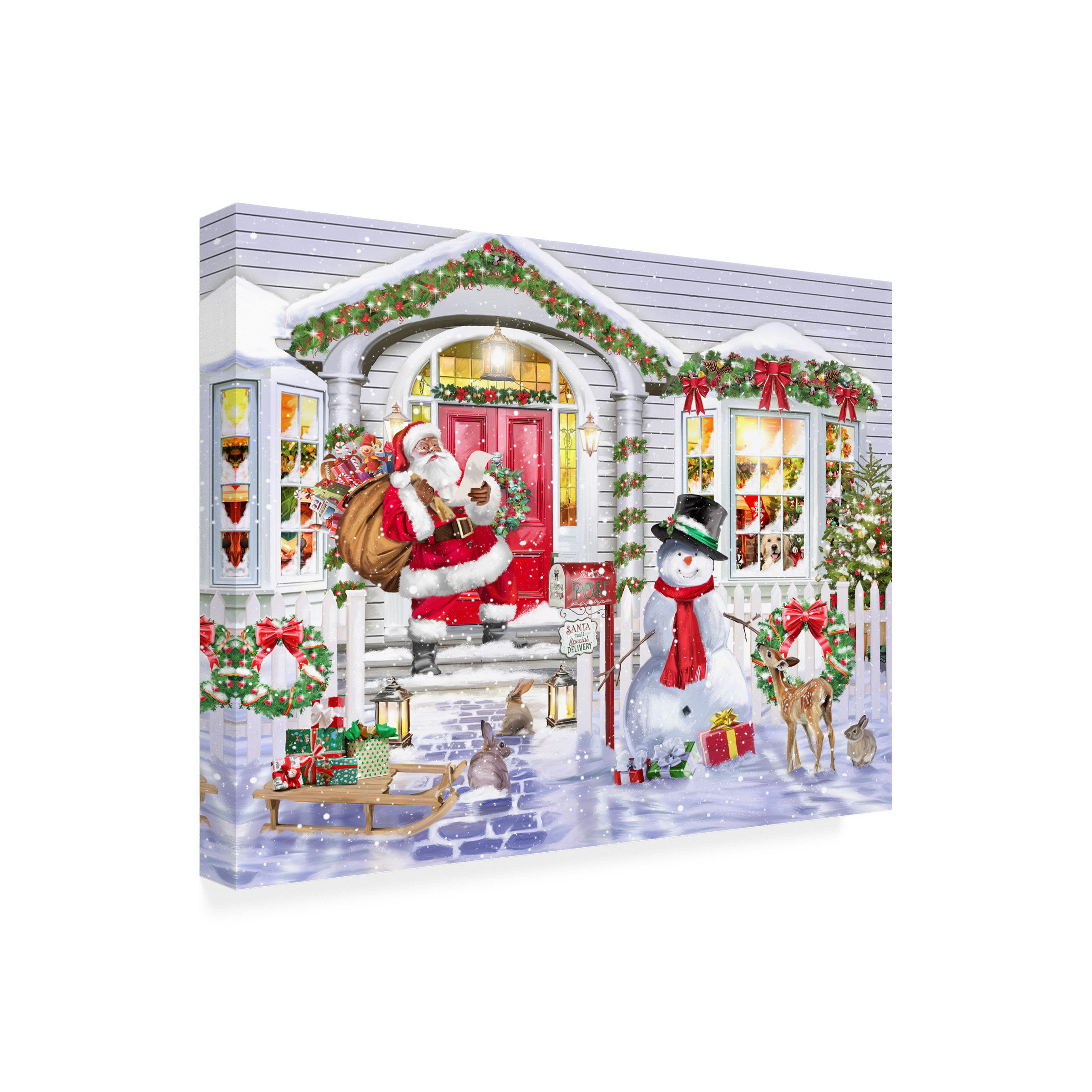 The Holiday Aisle® Khylin ALI INNIS Santa On The Steps Canvas Art | Wayfair