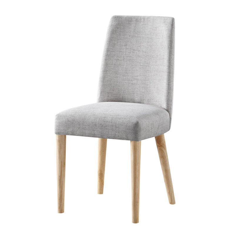 Chaise confortable avec tissu gris et fabrication en bois massif pour toutes les pièces
